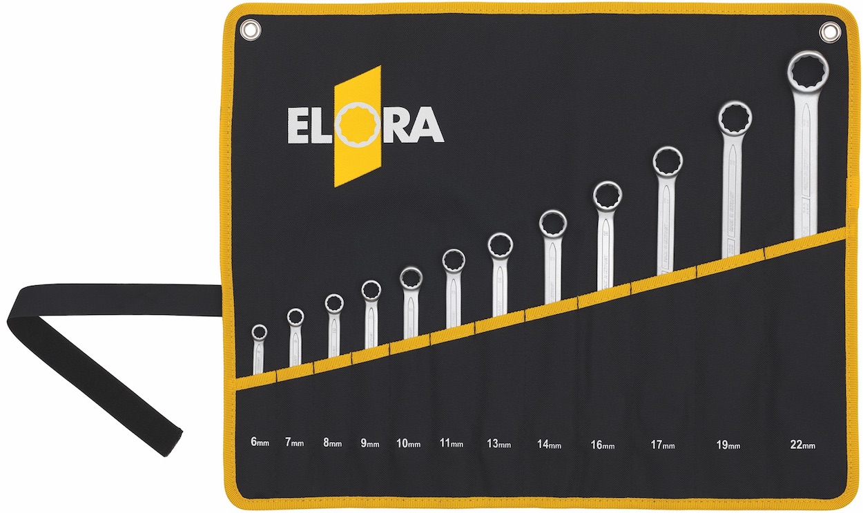 Bộ cờ lê 12 chi tiết từ 8 đến 22 cuộn trong túi vải chuyên dụng ELORA 203-S12MT