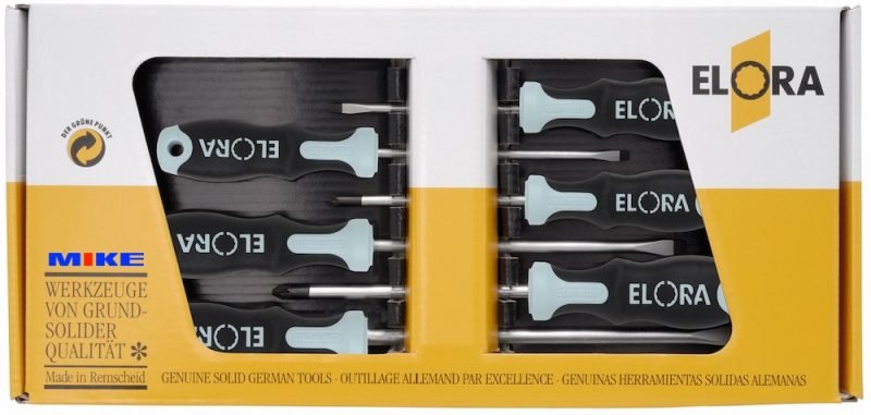 Bộ tua vít inox 6 món ELORA 583 S6K-ST, bộ tua vít đựng trong hộp carton. Made in Germany.